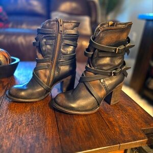 Freebird Black Distressed Ankle Boots